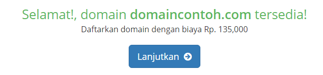 Tampilan saat domain tersedia