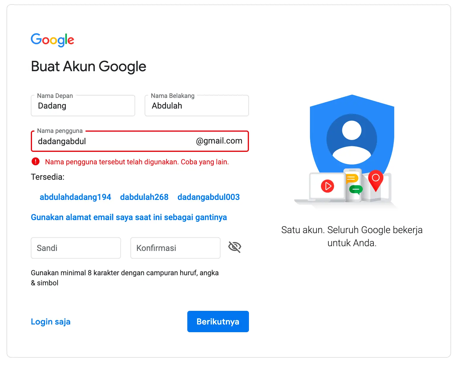 Halaman utama buat akun Gmail