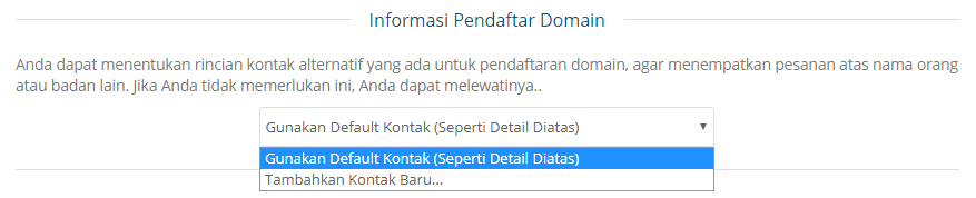 Pilihan informasi pendaftar domain