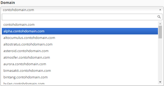 Pilih nama domain