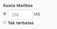 Masukan quota mailbox