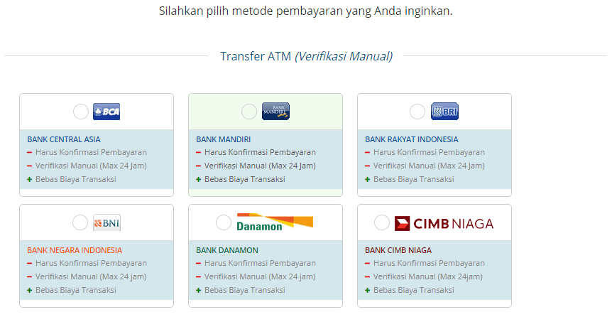 Pilihan metode pembayaran