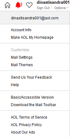Opsi akun AOL