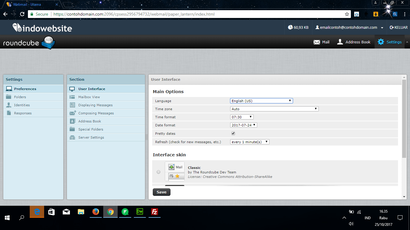 Setting awal webmail