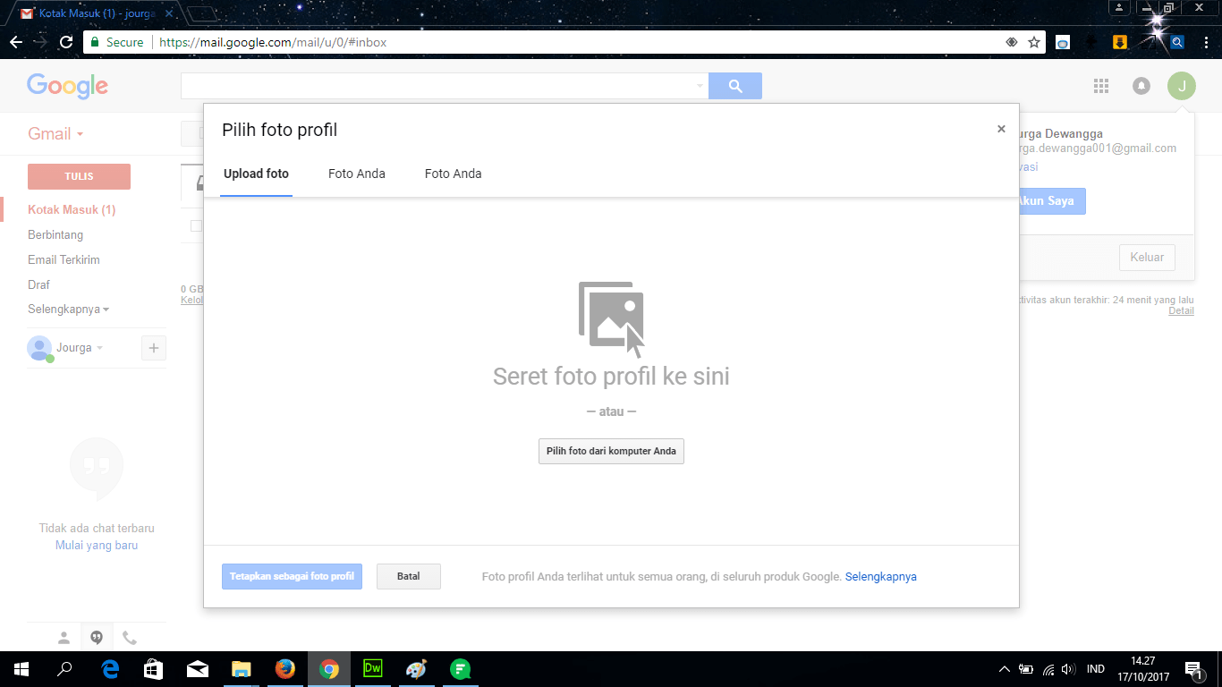 Upload Foto Profil Gmail